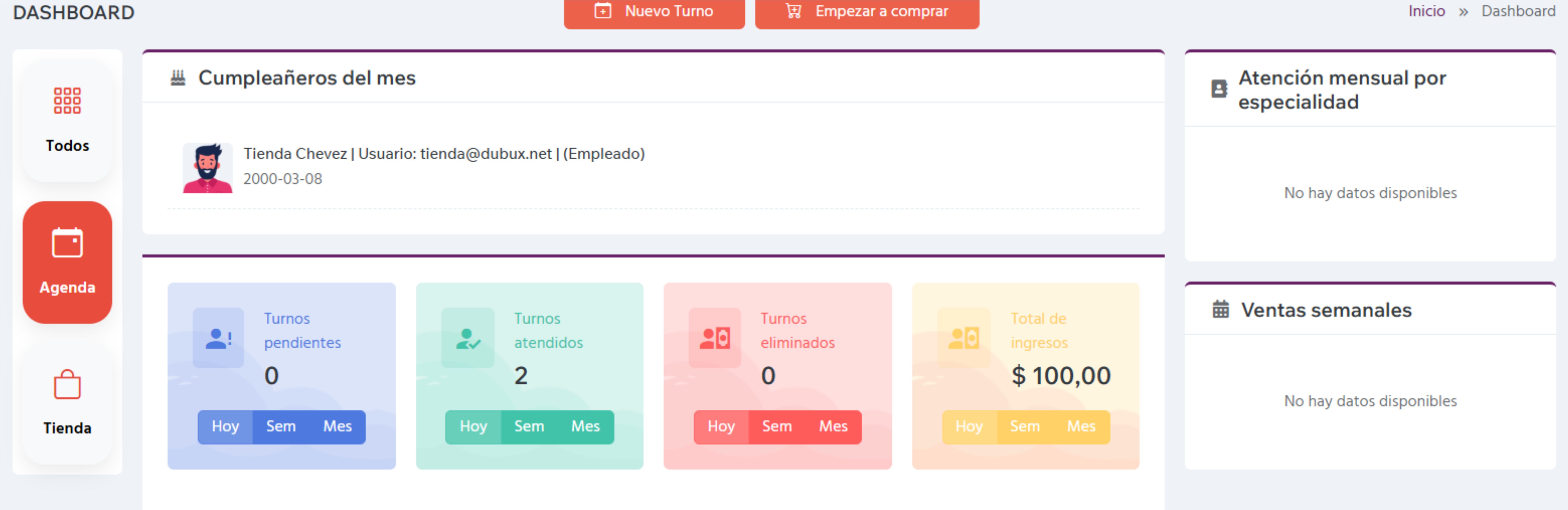 Screenshot principal de Agenda