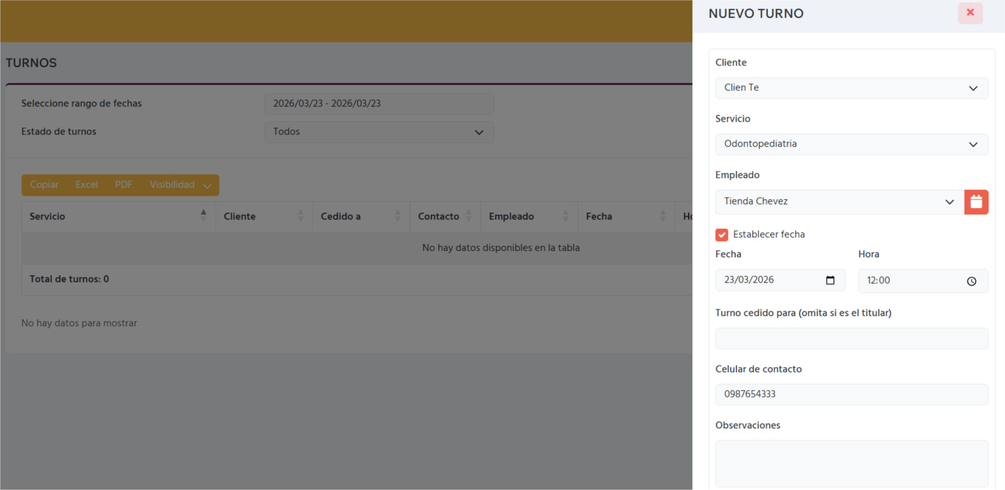 Screenshot principal de Agenda