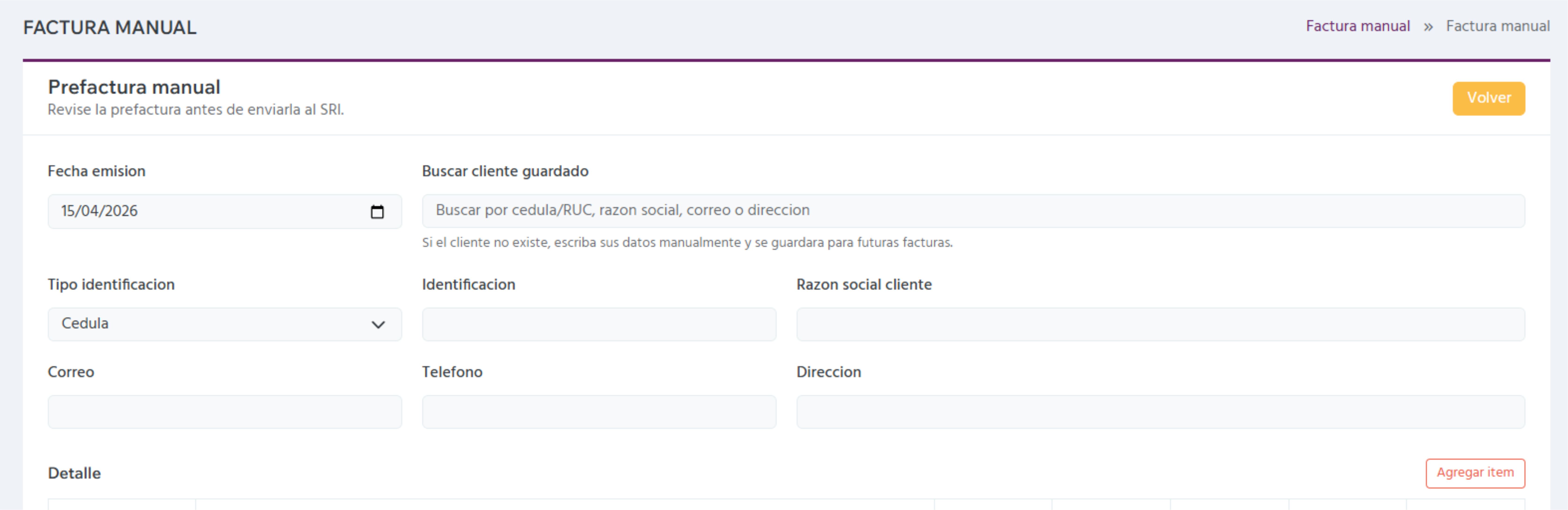 Screenshot principal de Facturador