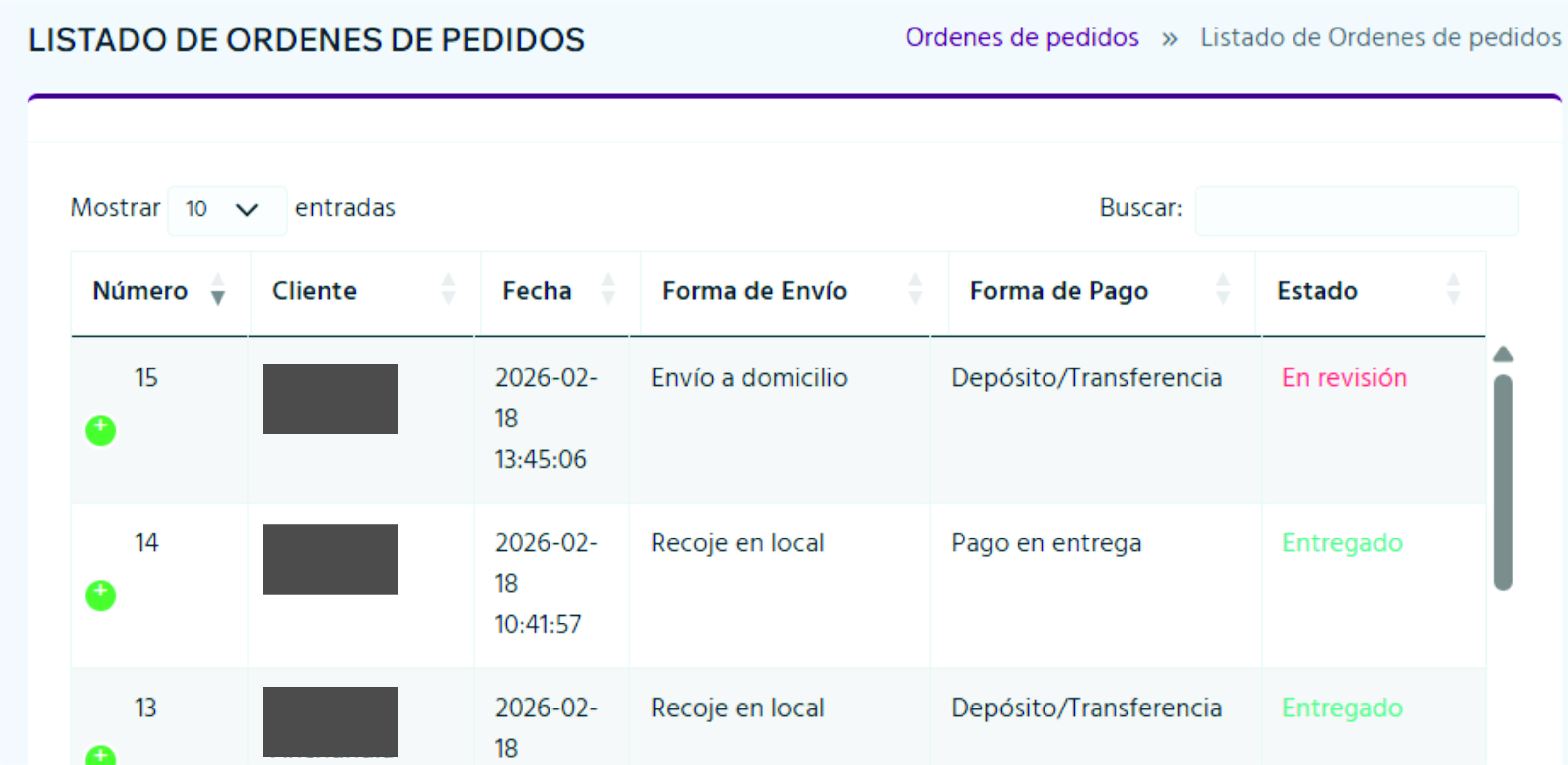 Screenshot principal de Tienda Express